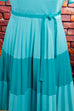 70s Schlagerkleid türkis Plissee 60er 70er Disco Frau L 44-46 real-disco Rockabilly Schlager Special türkis vintageberlin.de