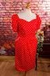 PolkaDot Kleid rot Baumwolle Default Title 80er Abendmode Disco Frau L 44-46 real-80er real-rockabilly Rockabilly rot Schlager Special vintageberlin.de