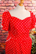 PolkaDot Kleid rot Baumwolle 80er Abendmode Disco Frau L 44-46 real-80er real-rockabilly Rockabilly rot Schlager Special vintageberlin.de