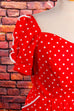 PolkaDot Kleid rot Baumwolle 80er Abendmode Disco Frau L 44-46 real-80er real-rockabilly Rockabilly rot Schlager Special vintageberlin.de