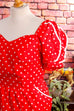 PolkaDot Kleid rot Baumwolle 80er Abendmode Disco Frau L 44-46 real-80er real-rockabilly Rockabilly rot Schlager Special vintageberlin.de