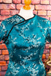 50er Satin Etuikleid Asia Stil 40er 50er 60er Abendmode blau Frau grün real-rockabilly Rockabilly S 36-38 Special türkis vintageberlin.de