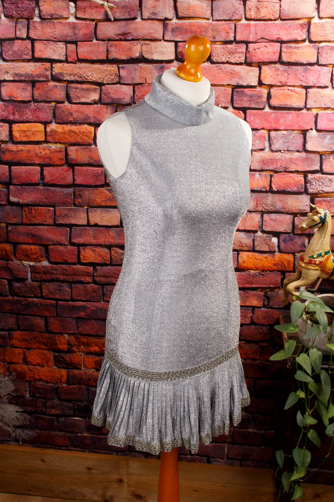 60s Disco Minikleid silber Default Title 60er 70er Abendmode Charleston Disco Frau real-disco S 36-38 Schlager silber Special vintageberlin.de