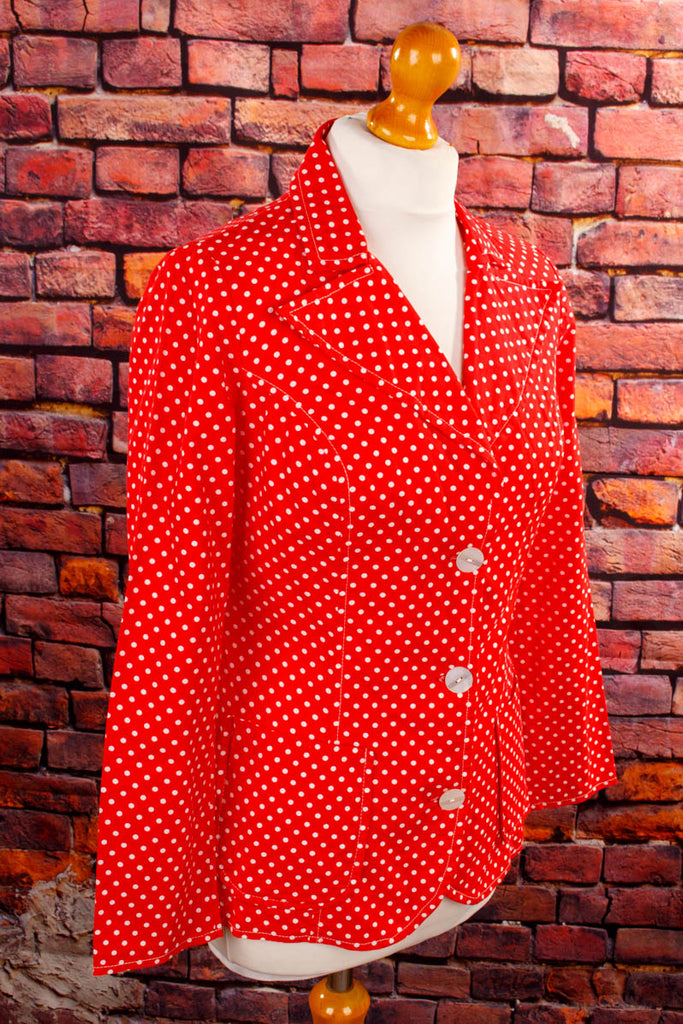 70s Blazer rot Punkte Default Title 70er Disco Frau M 40-42 real-disco real-rockabilly Rockabilly rot S 36-38 Schlager Special vintageberlin.de