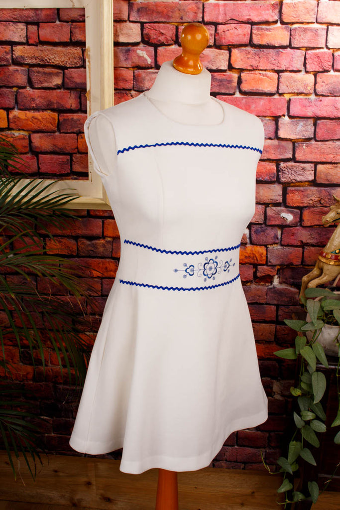 60s Minikleid weiß blau