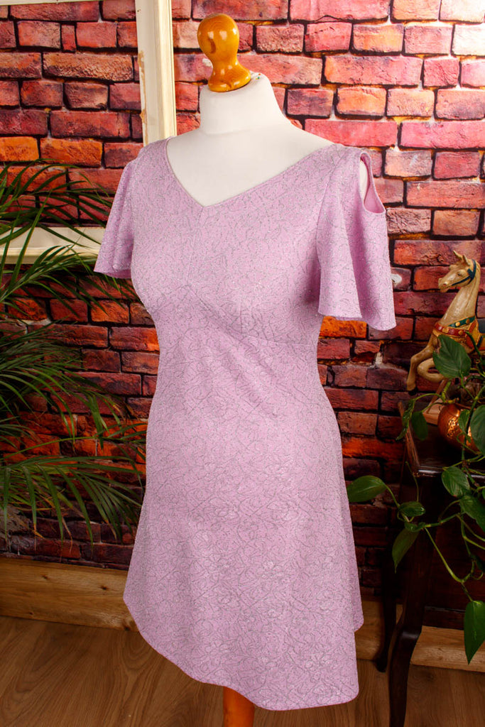 60s Minikleid lila Glitzer