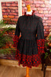 Vintage Minikleid schwarz rot Spitze