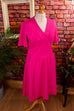 70s Discokleid neon pink 70er Disco Frau L 44-46 pink real-disco real-rockabilly Rockabilly Schlager vintageberlin.de