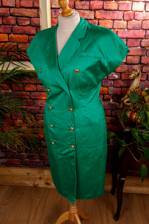80er Power Dress grün Satin