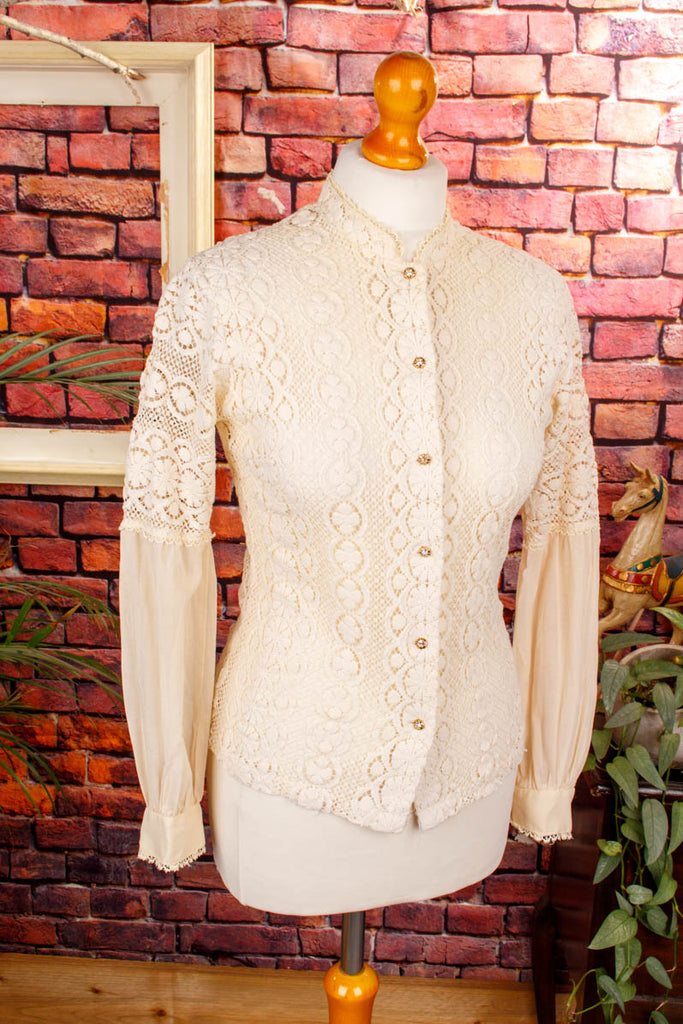 Boho Bluse creme Spitze