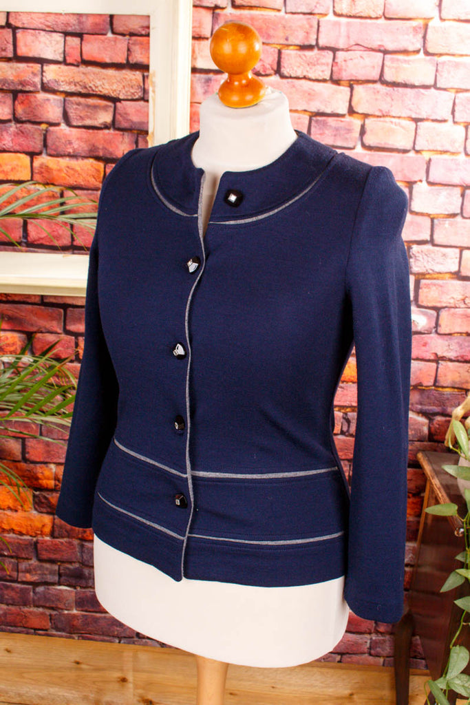 Cardigan marine Wollmix Default Title 90er blau Frau M 40-42 Rockabilly S 36-38 Sekretärin vintageberlin.de