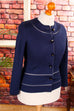 Cardigan marine Wollmix 90er blau Frau M 40-42 Rockabilly S 36-38 Sekretärin vintageberlin.de