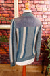 Vintage Strickjacke Wolle + Leder 70er blau Boho Frau M 40-42 Rockabilly S 36-38 Special vintageberlin.de