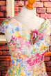 Sommer Partykleid bunt Blumen 80er 90er Abendmode bunt Disco Frau Rockabilly S 36-38 Special vintageberlin.de