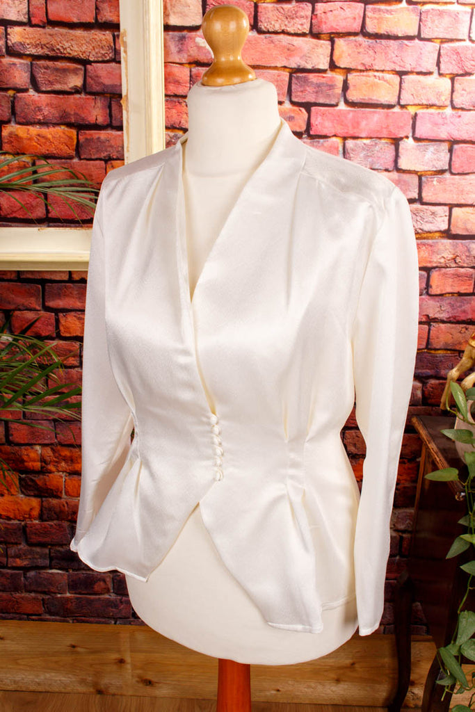 70s Satin Bluse tailliert