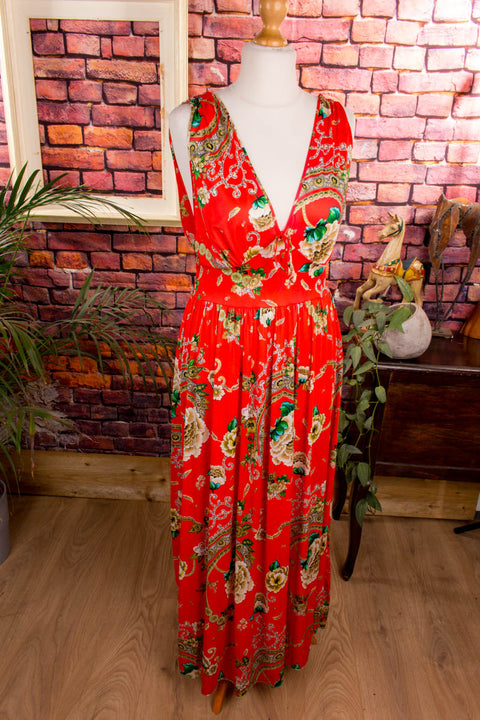 Boho Hauskleid rot Muster