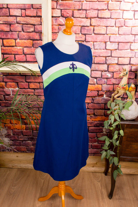 70er Disco Kleid blau Muster