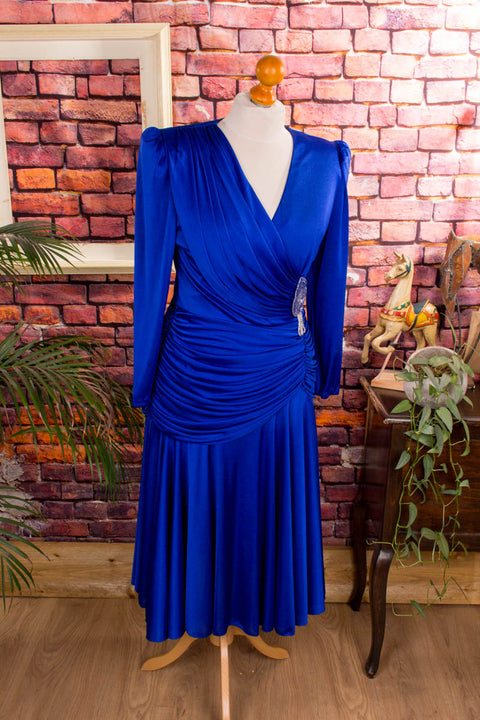 80s Abendkleid tintenblau