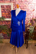 80s Abendkleid tintenblau