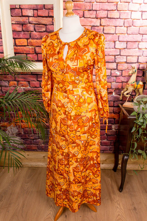 70er Jahre Maxikleid orange