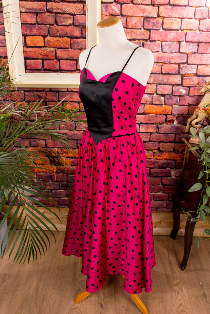 80s Partykleid pink Punkte