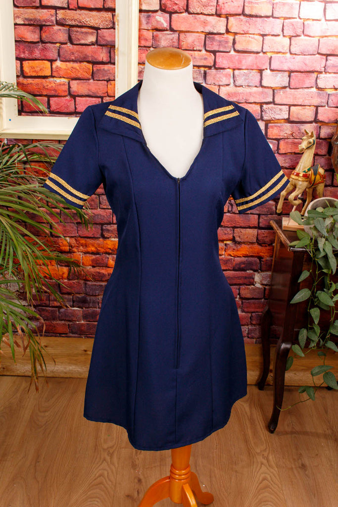 Minikleid blau gold blau Frau S 36-38 vintageberlin.de