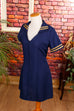 Minikleid blau gold blau Frau S 36-38 vintageberlin.de