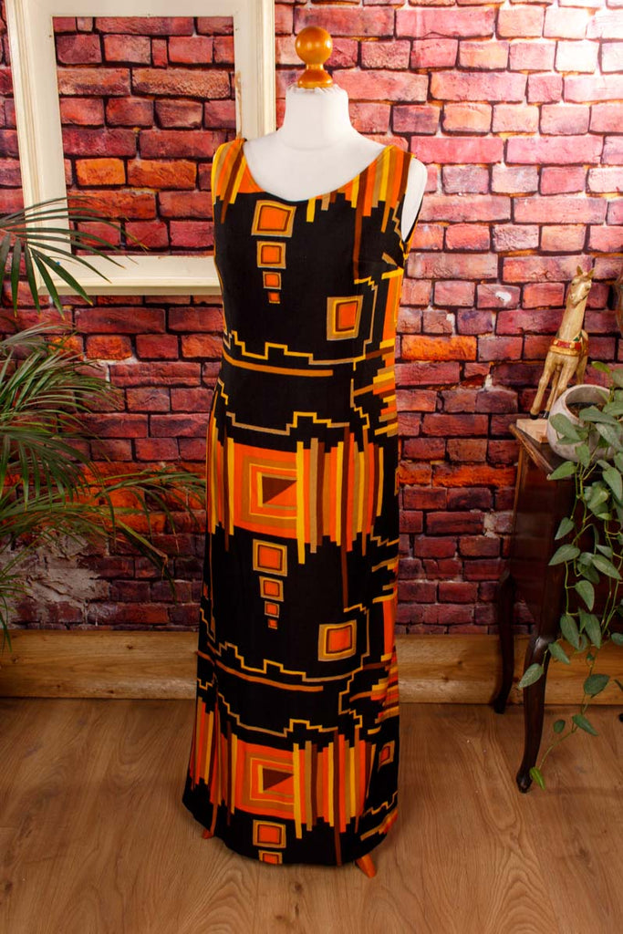 70s Boho Maxikleid orange