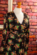 70s Maxikleid schwarz bunt Blumen