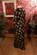 70s Maxikleid schwarz bunt Blumen