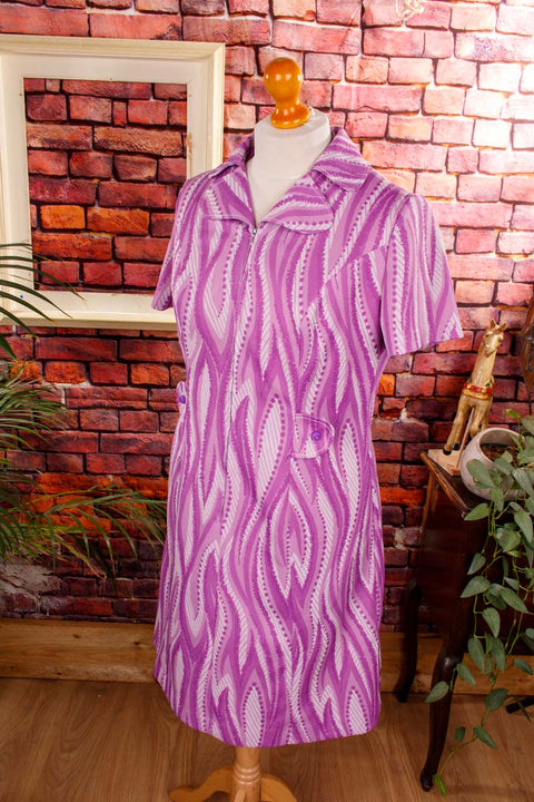 70s Schlagerkleid pink Muster