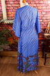 70s Kaftan Maxikleid blau Muster 70er blau Boho Disco Frau Hippie M 40-42 real-boho real-disco Schlager Special vintageberlin.de