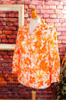 70s Bluse orange Megakragen