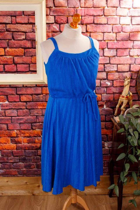 70s Frottee Kleid blau