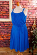 70s Frottee Kleid blau