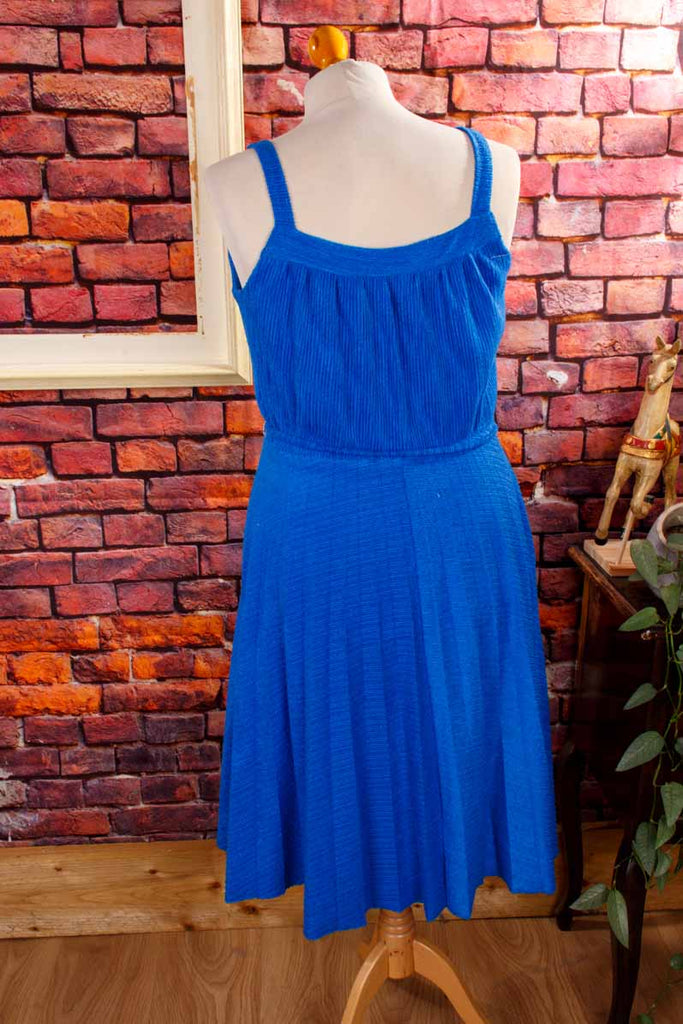 70s Frottee Kleid blau