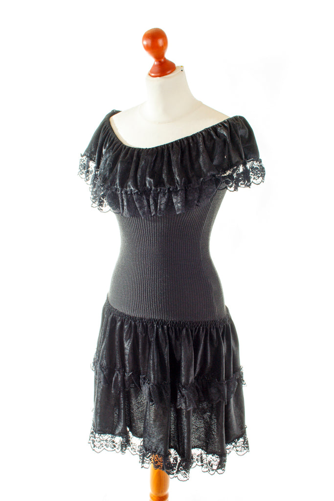 80er Disco Kleid schwarz Stretch