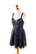 80er Disco Kleid schwarz blau