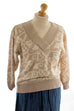 Vintage Pullover beige V-Ausschnitt