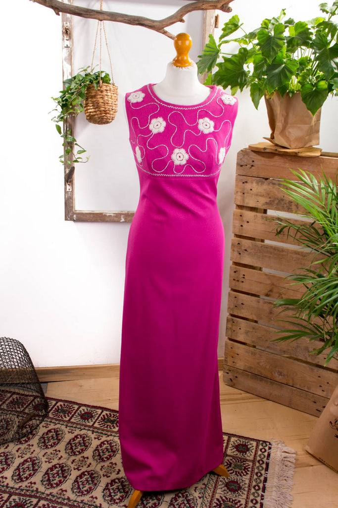 70er Jahre Abendkleid pink