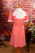 70s Schlagerkleid rot Streifen