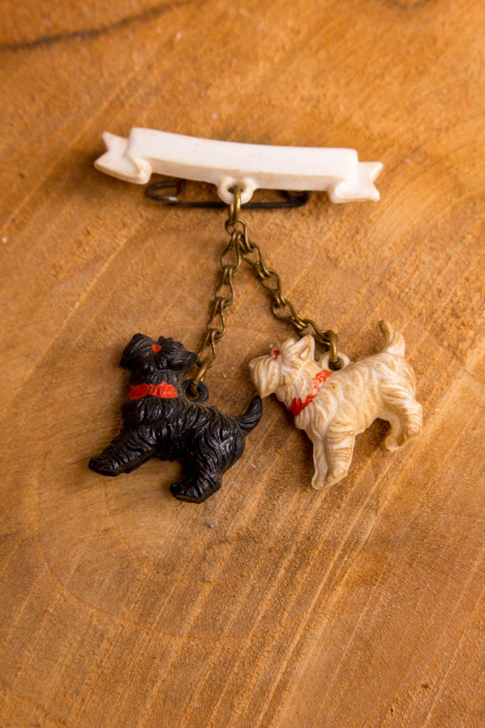 Vintage Brosche Hunde Terrier