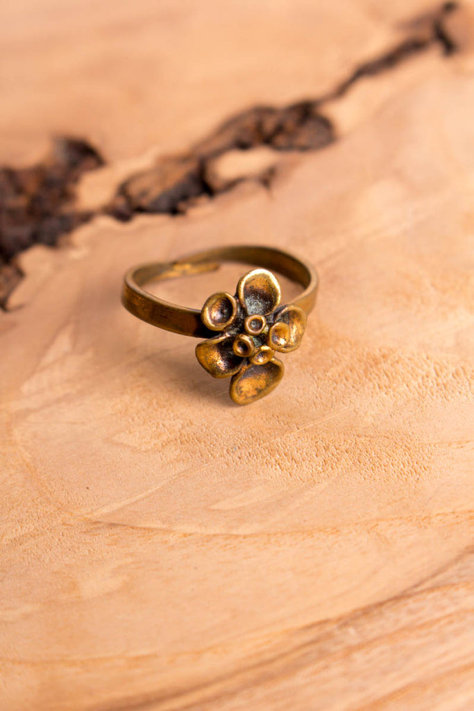 Boho Ring Messing Moos Blume