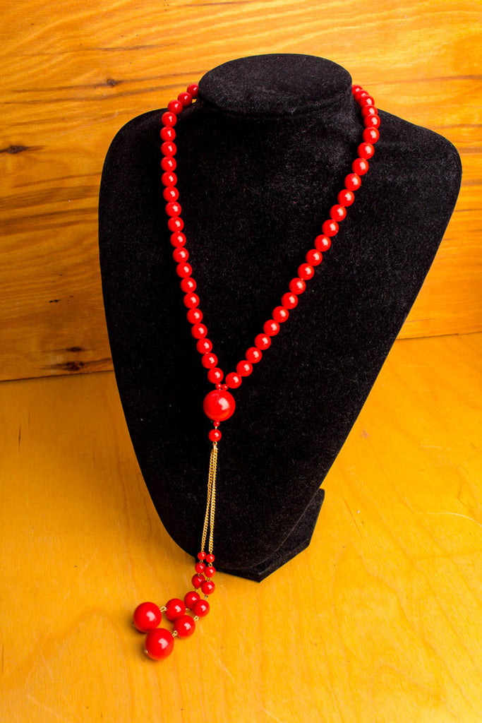 Vintage Halskette rot Perlen